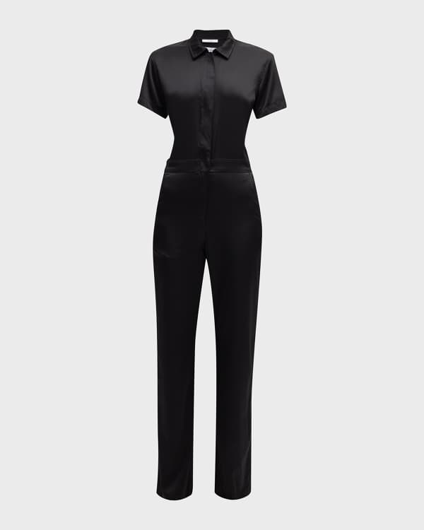 SER.O.YA Fallon Button Front Flared Denim Jumpsuit Neiman Marcus
