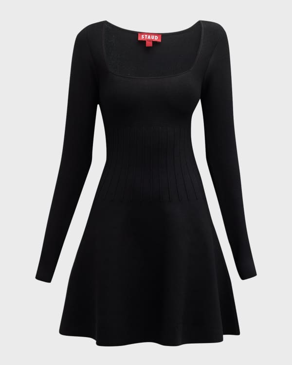 Plus Size - Mini Clipdot Blouson Sleeve Mock Neck Skater Dress