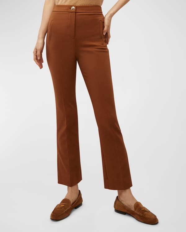 Low Waist Flared Twill Pants - Brown - Ladies