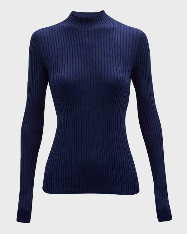 Shop Majestic Filatures Rib-Knit Metallic Cotton-Blend Turtleneck Sweater