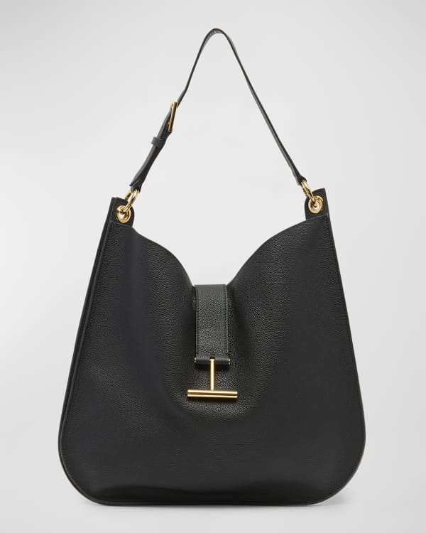 Tom Ford Jennifer Medium Textured Leather-trimmed Suede Shoulder Bag in  Black