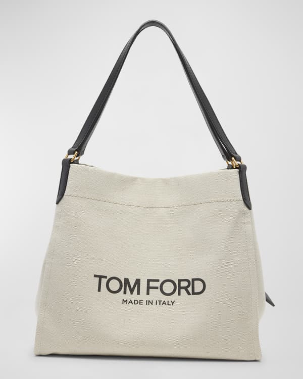 Tom Ford Canvas Mini Logo Shopping Tote Bag Black/Gold