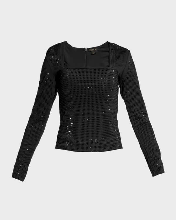 Mesh Long Sleeve Crop Top - ROTATE, Luxury Designer Fashion