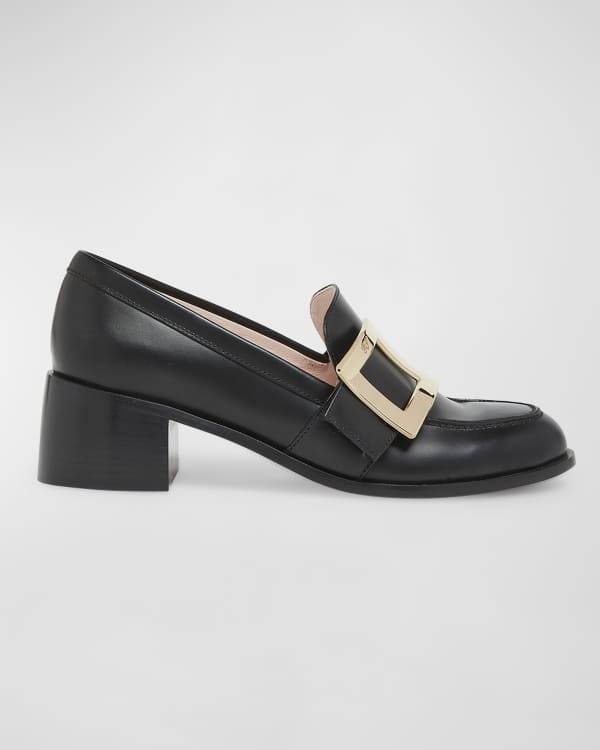 THE ROW Leather Heeled Loafer Pumps | Neiman Marcus