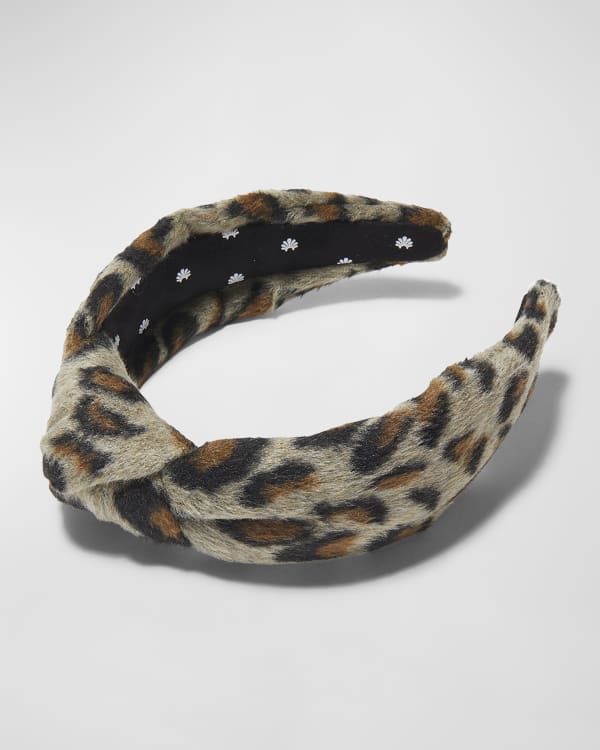 Eugenia Kim Maryn Leopard-Print Knot Satin Headband | Neiman Marcus