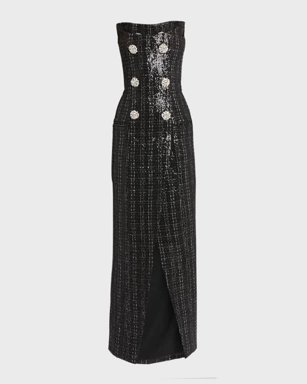 The Attico Melva cut-out satin gown - Black