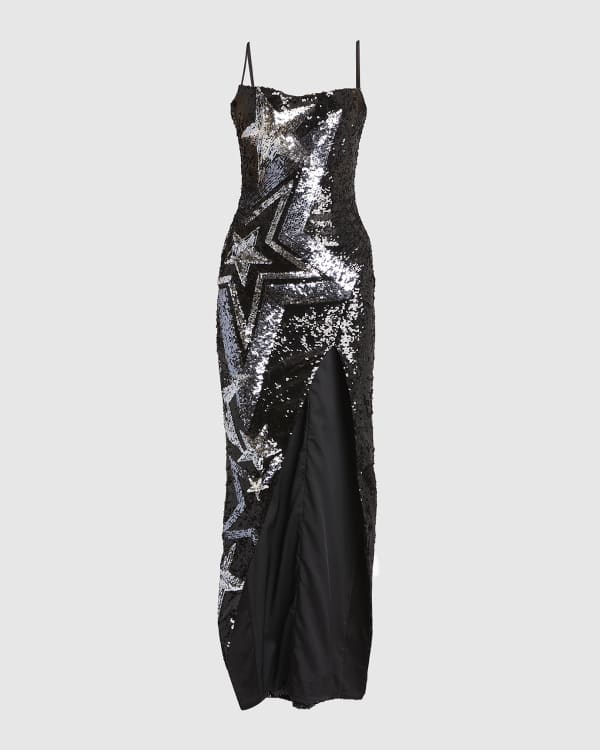 BERNADETTE Lena Sequin Bouquet Embroidered Strapless Maxi Dress ...