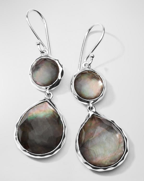 Boucles D'oreilles Pendantes Ippolita En Or 18k Avec Coquillage Noir Et Pierre Rouge - Occasion En Excellent état