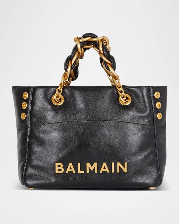 Balmain 1945 Shoulder Bag in Grid Quilted Denim | Neiman Marcus