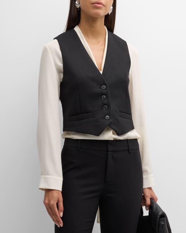 AS by DF Sasha Button-Front Tailored Vest | Neiman Marcus