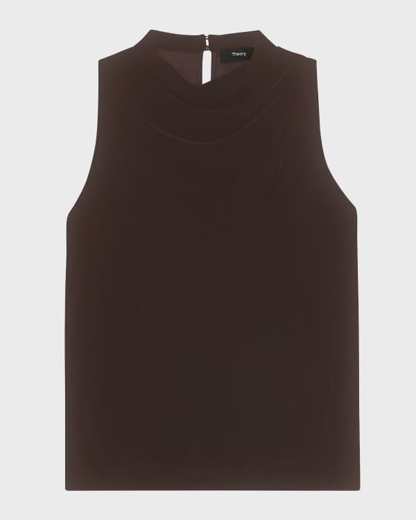 Recycled Satin Dot Print Sleeveless Cowl Neck Top