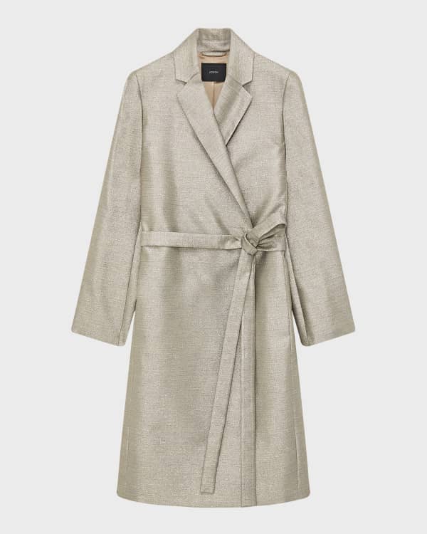Club Monaco Lenoria Belted Wool Coat with Faux Fur Collar Neiman