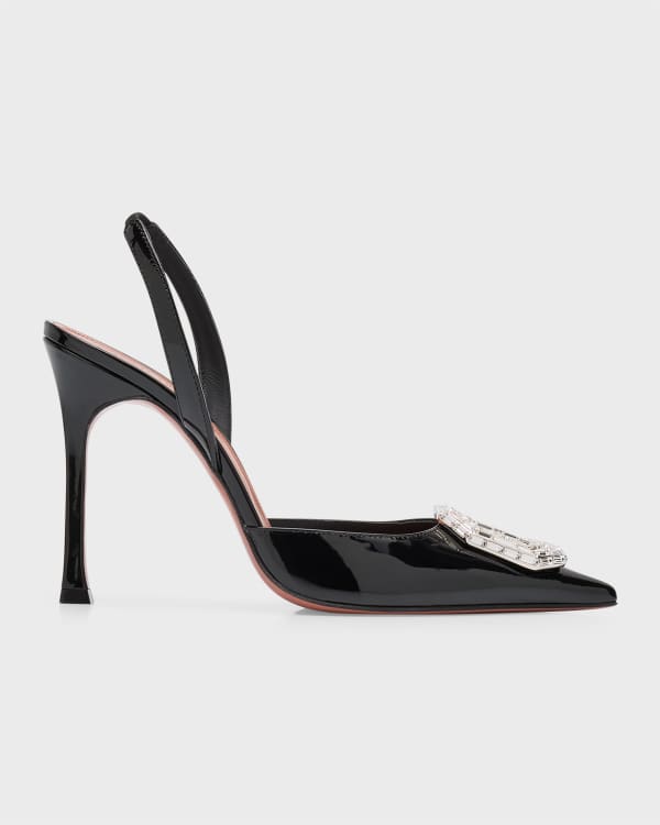 Amina Muaddi Camelia Satin Ornament Halter Pumps | Neiman Marcus