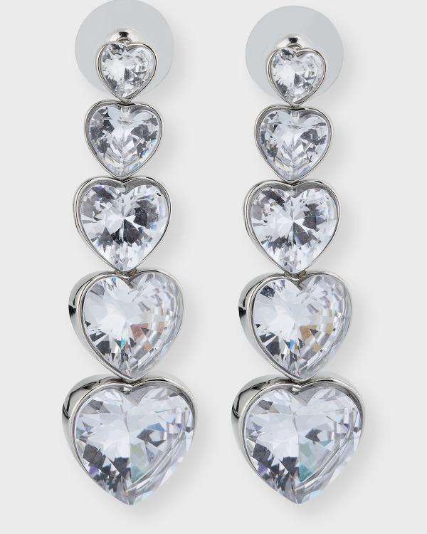 Silver Plated Heart Cubic Zirconia Drop Earrings – Lab-Created, Nickel-Free