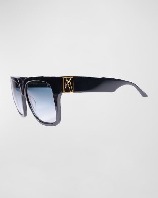 Strawberry Moon Square Black Acetate & Gold-Plated Steel Sunglasses