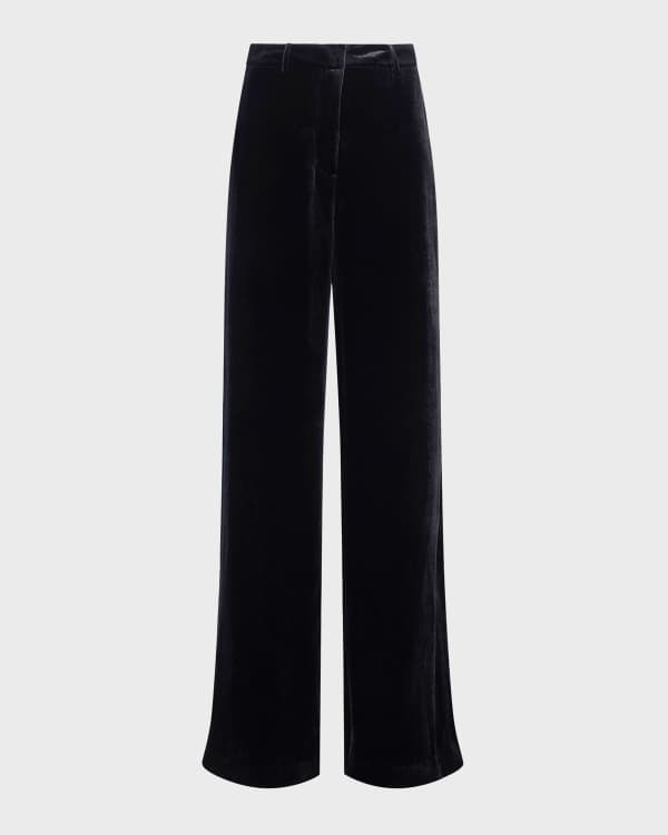 Women's Vintage Streetwear Crushed Velvet Solid Color Flare Pants In BLACK