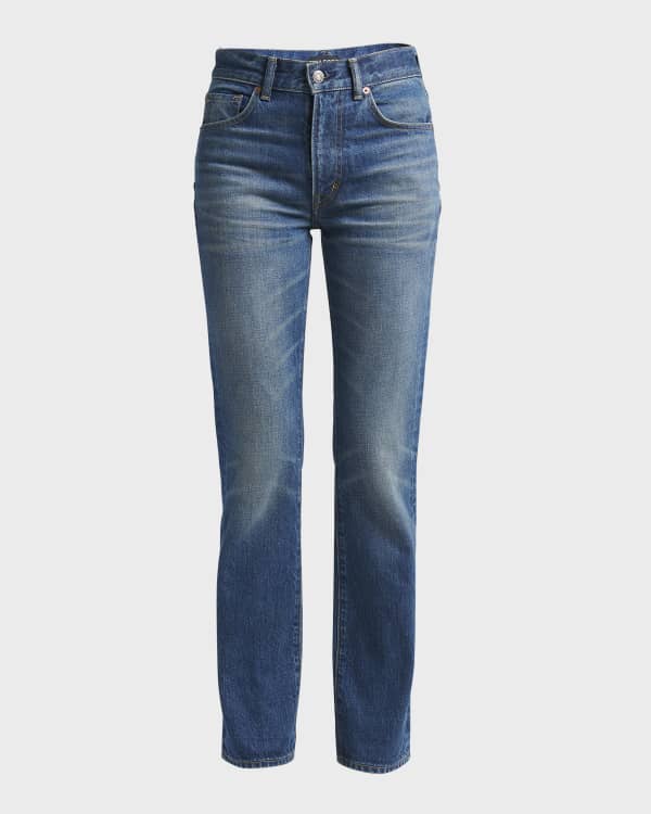Acne Studios Mirja High Waist Straight Leg Two Tone Denim Jeans w