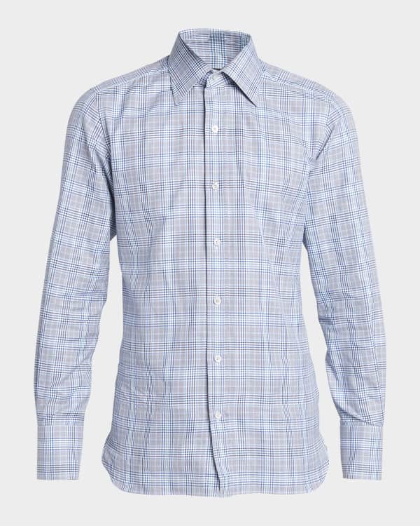 TOM FORD Men's Gradient Check Western Button-Down Shirt
