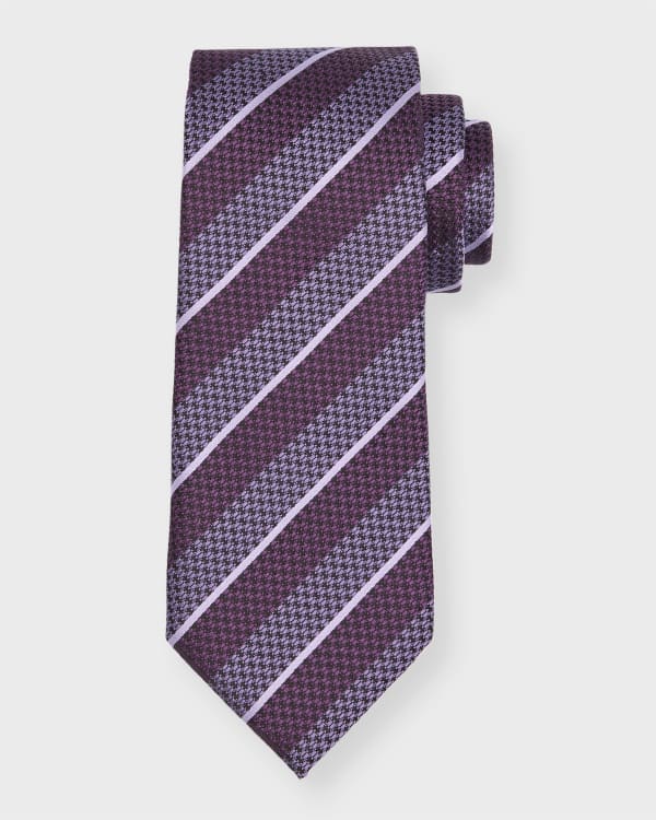 Manston check shop silk tie