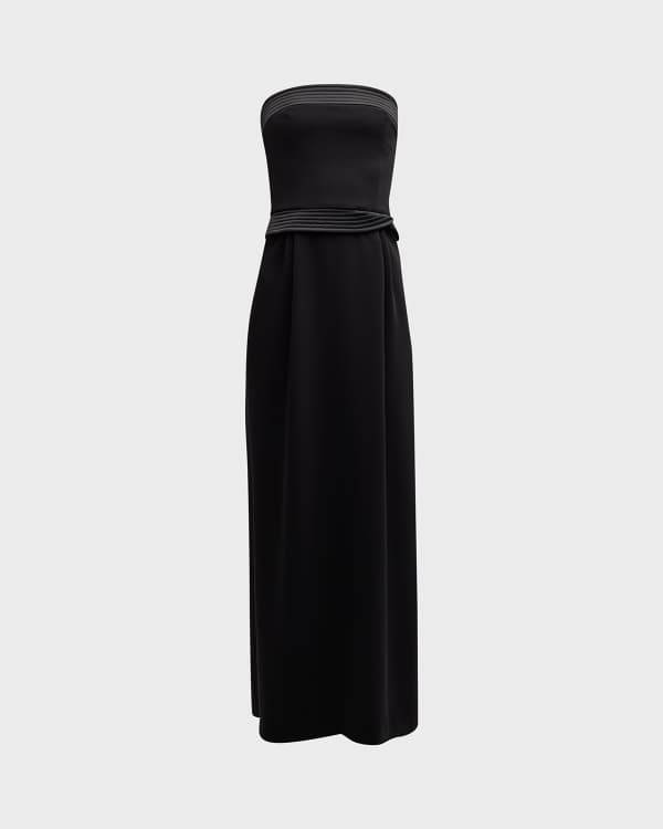 STAUD Wayfaring Strapless Draped Satin Gown | Neiman Marcus