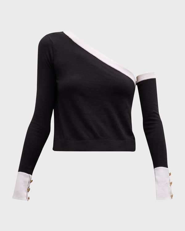 Triacetate Satin Knit One-Shoulder Top