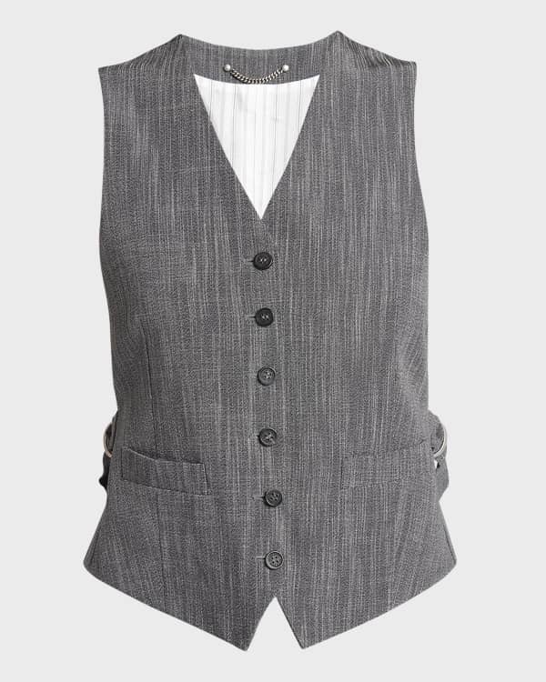 Bennett cropped wool-blend vest in black - Veronica Beard