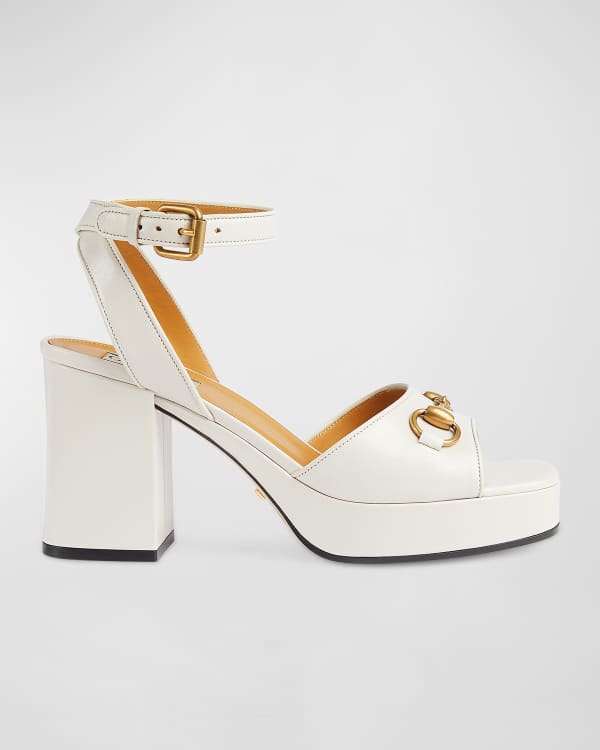 Gucci 115mm Janaya Platform Leather Slide Sandals | Neiman Marcus