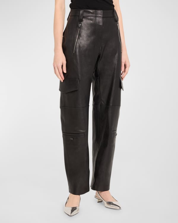 Cout De La Liberte Super High-Rise Snakeskin Leather Super Bell Flare Pants