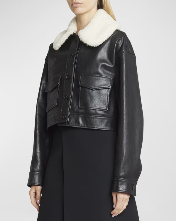Alexander McQueen Crop Leather Utility Jacket | Neiman Marcus