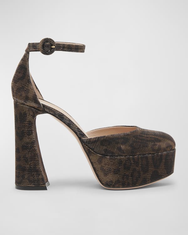 Ralph Lauren Collection Callahan Metallic Ankle Strap Platform