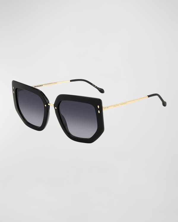 Isabel Marant Flat-Top Acetate Shield Sunglasses | Neiman Marcus