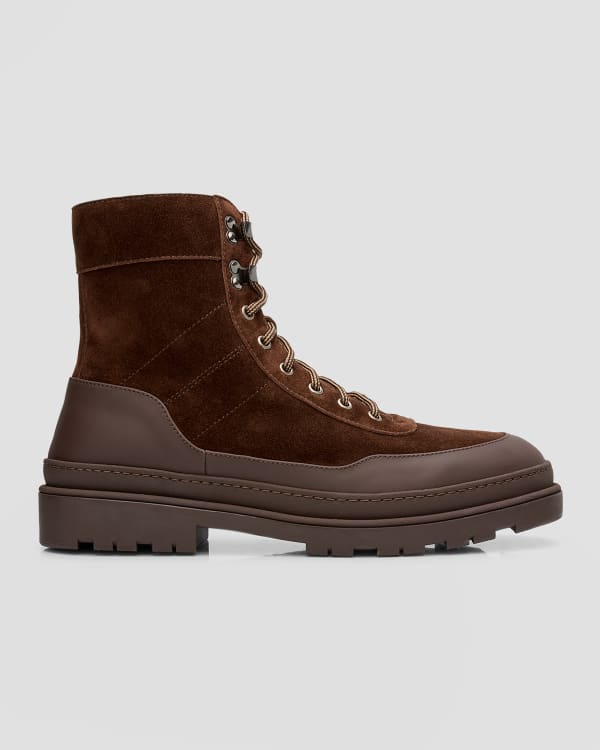 Loewe Men's Leather Lug-Sole Combat Boots | Neiman Marcus