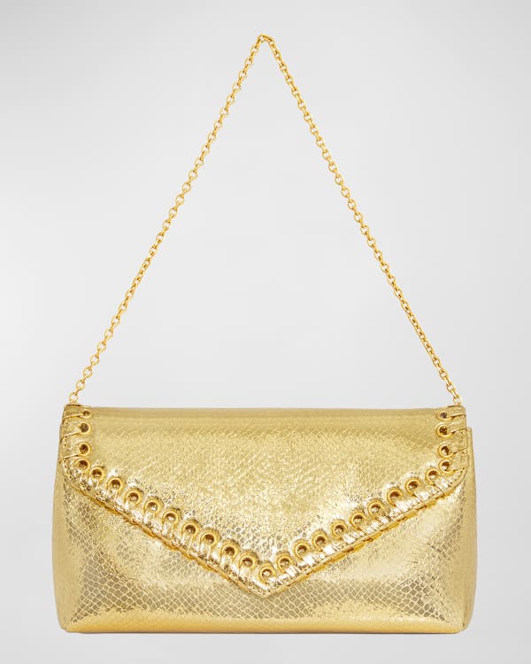Lana Envelope Gold Leather Clutch