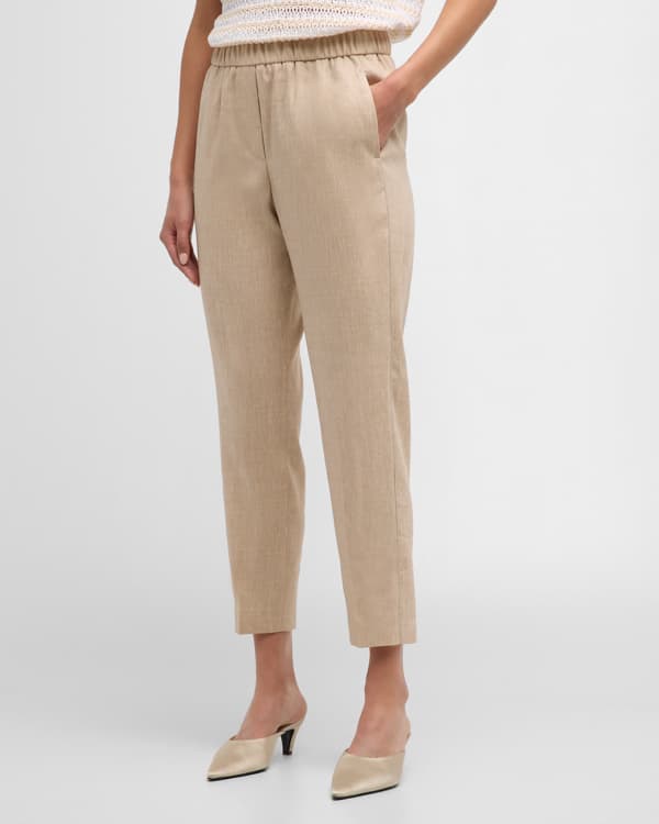 Pleated high-rise cropped pants