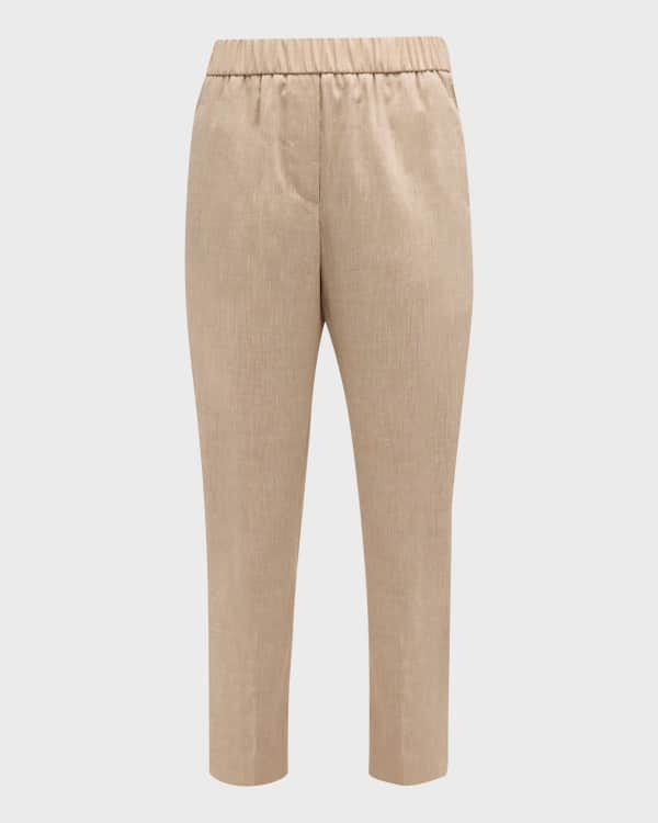 Peserico Pleated Cropped Gabardine Pants | Neiman Marcus