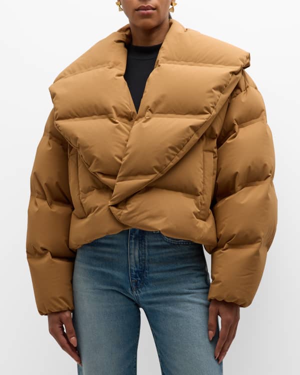 Derek Lam 10 Crosby Hooded Puffer Combo Parka Coat w Fur Trim