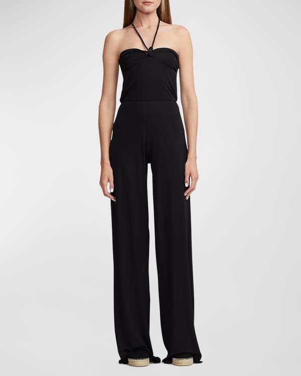 Elie Saab Draped Flare-Leg Jumpsuit | Neiman Marcus