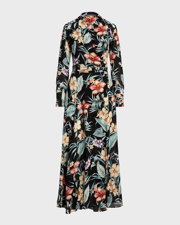 BERNADETTE Floral-Print Maxi Wrap Dress | Neiman Marcus