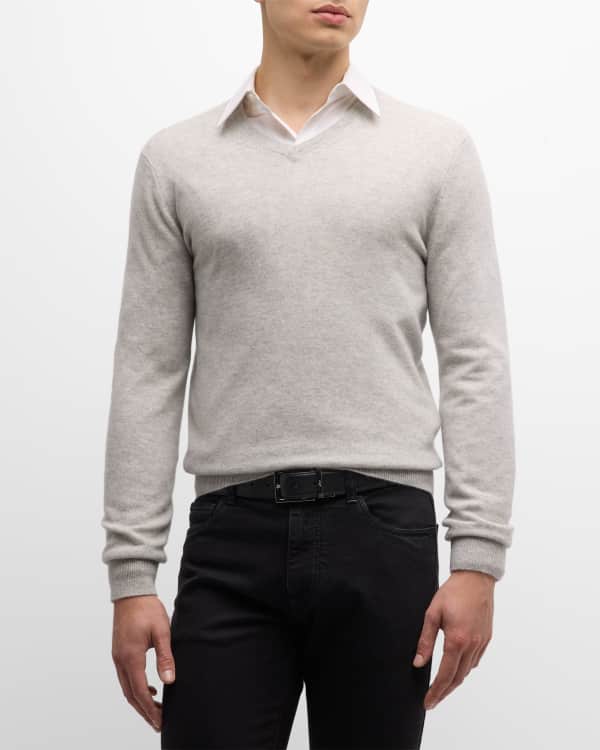 Neiman Marcus Cashmere Collection Men's Cashmere VNeck Sweater