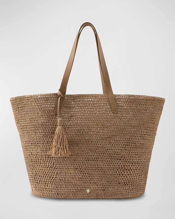 Ella Striped Straw Basket Tote: Women's Designer Tote Bags