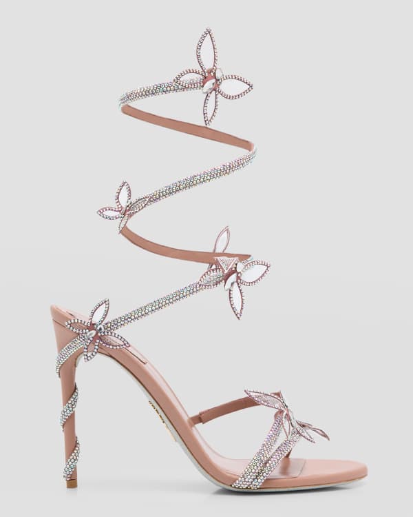 Rene Caovilla Snake-Wrap Suede Stiletto Sandals | Neiman Marcus