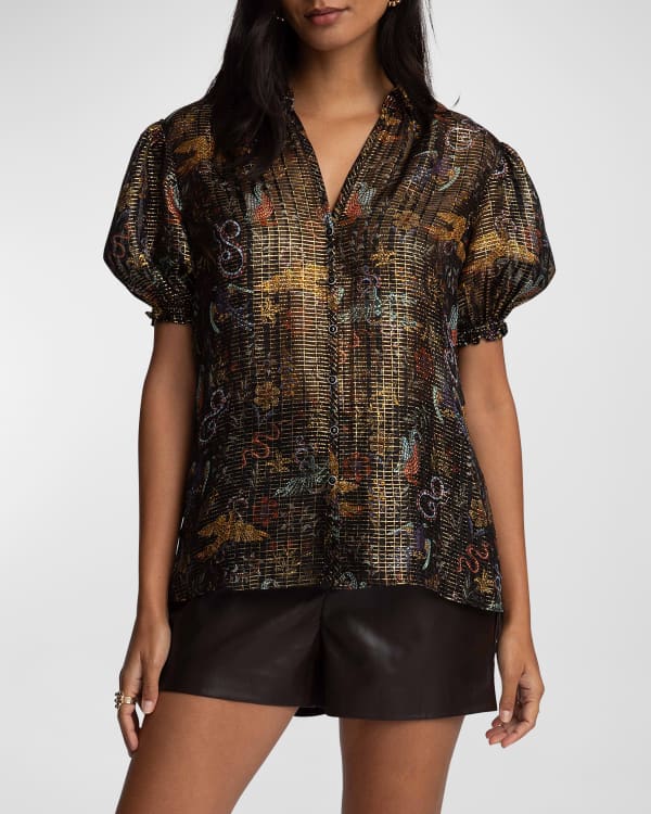 Dolman-Sleeve Satin Shirt