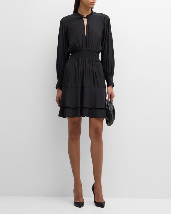 Michael kors black ruffle dress discount