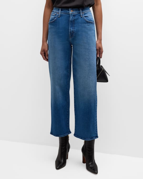 SLVRLAKE Grace Wide Ankle Jeans with Raw Hem | Neiman Marcus