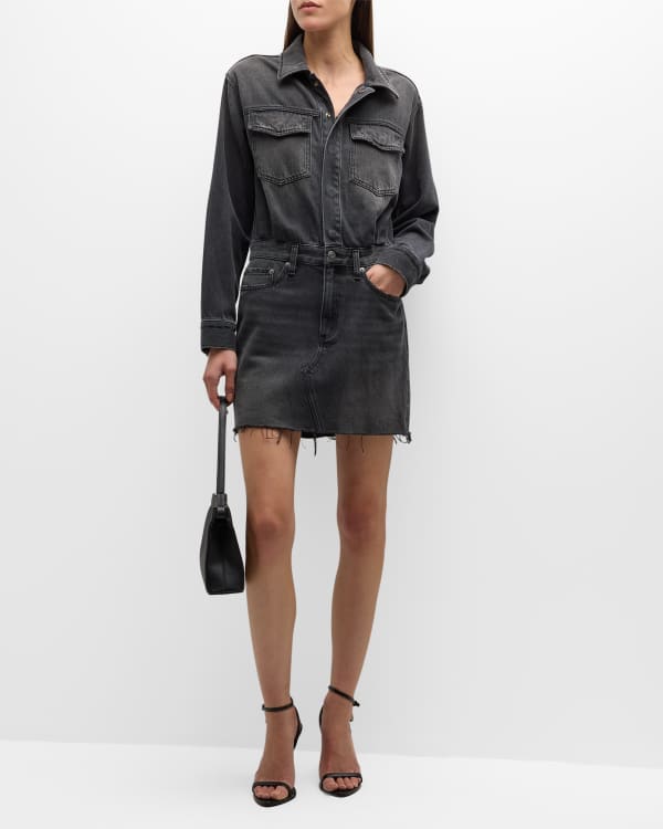 FRAME Gillian Puff-Sleeve A-Line Mini Dress | Neiman Marcus