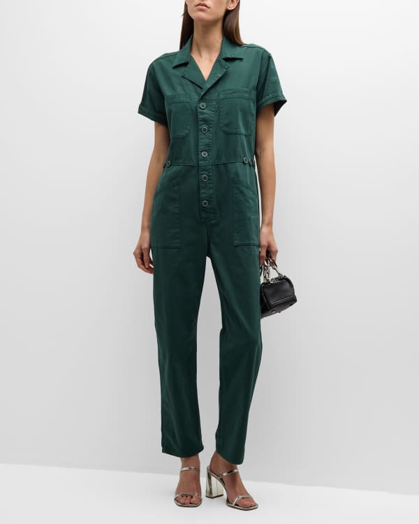 Kate Stretch Cotton Twill Jumpsuit - Ivy