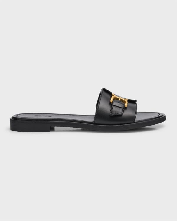 Chloe Flat Wave Mixed Slide Sandals Neiman Marcus