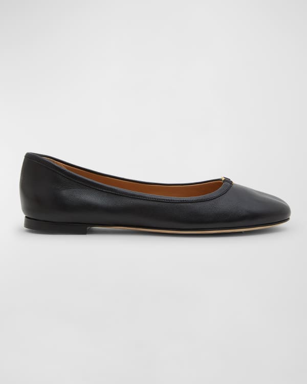 Chloe Lauren Scalloped Leather Ballet Flats | Neiman Marcus