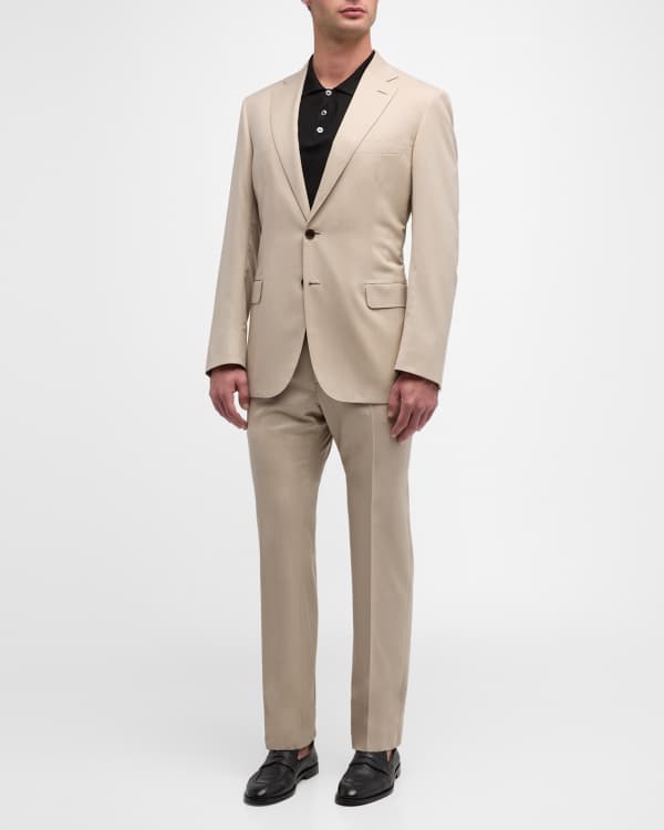 Brunello Cucinelli Men's Solid Stretch-Gabardine Suit | Neiman Marcus