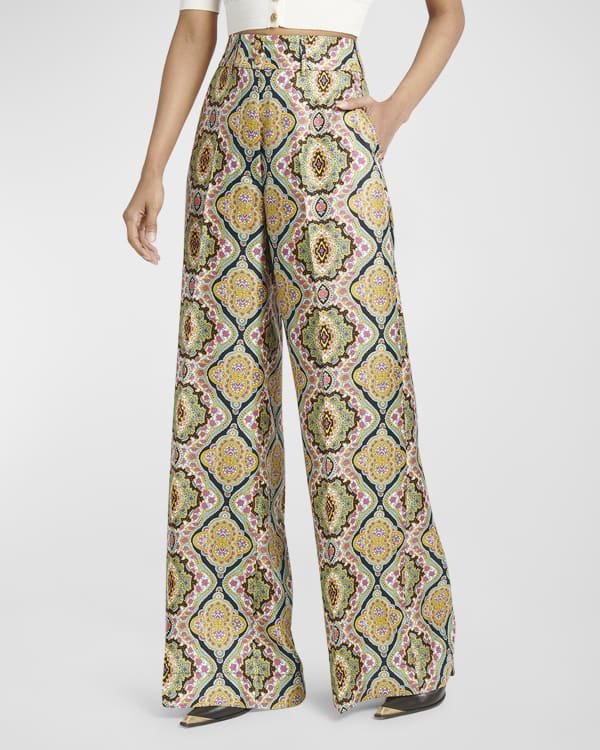 Ralph Lauren Collection Daria Wide-Leg Leopard Print Pants with